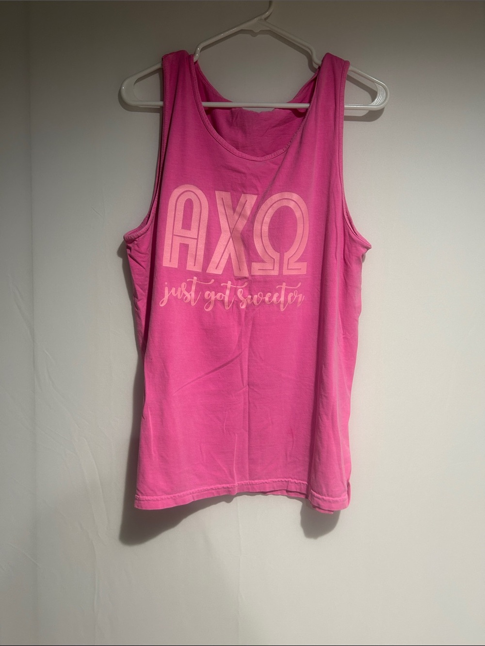 Comfort Colors Hot Pink Alpha Chi Omega Sorority Graphic Tank